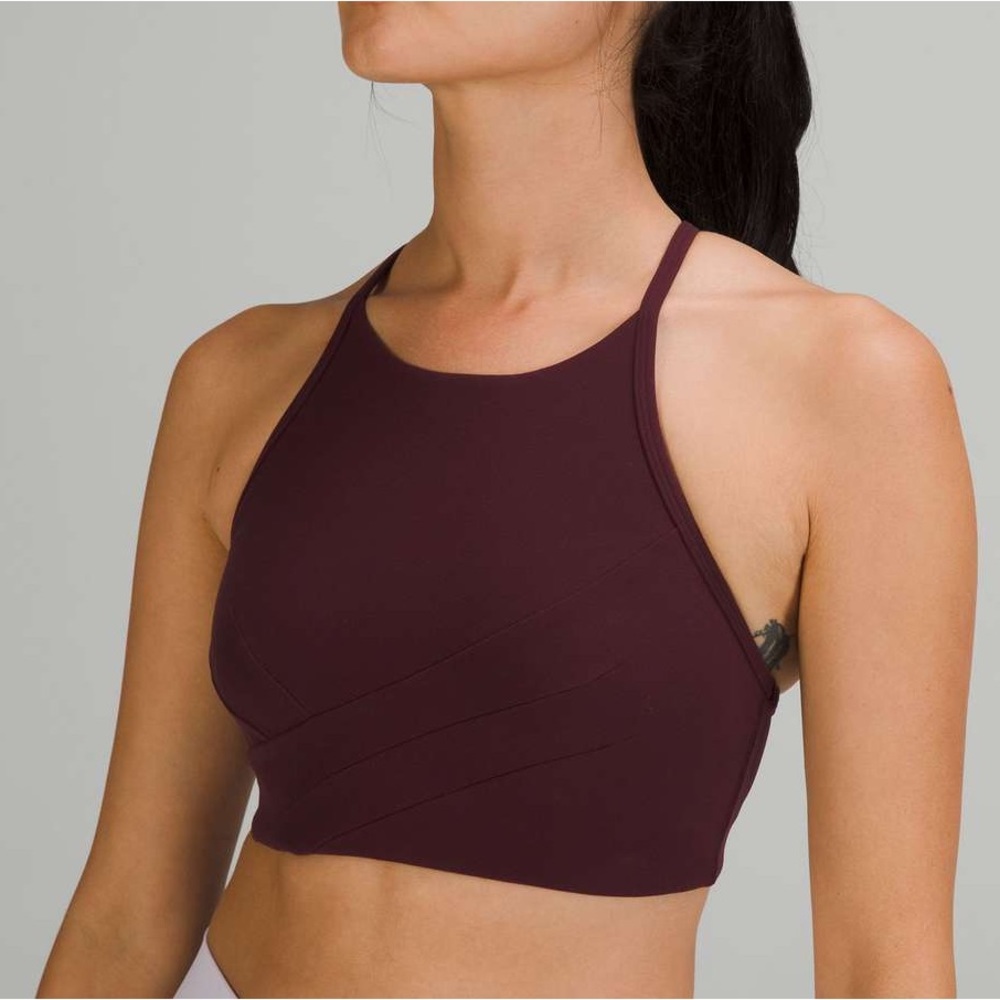 Lululemon Flow Y Wrap-Front High Neck Bra Cassis Maroon Red